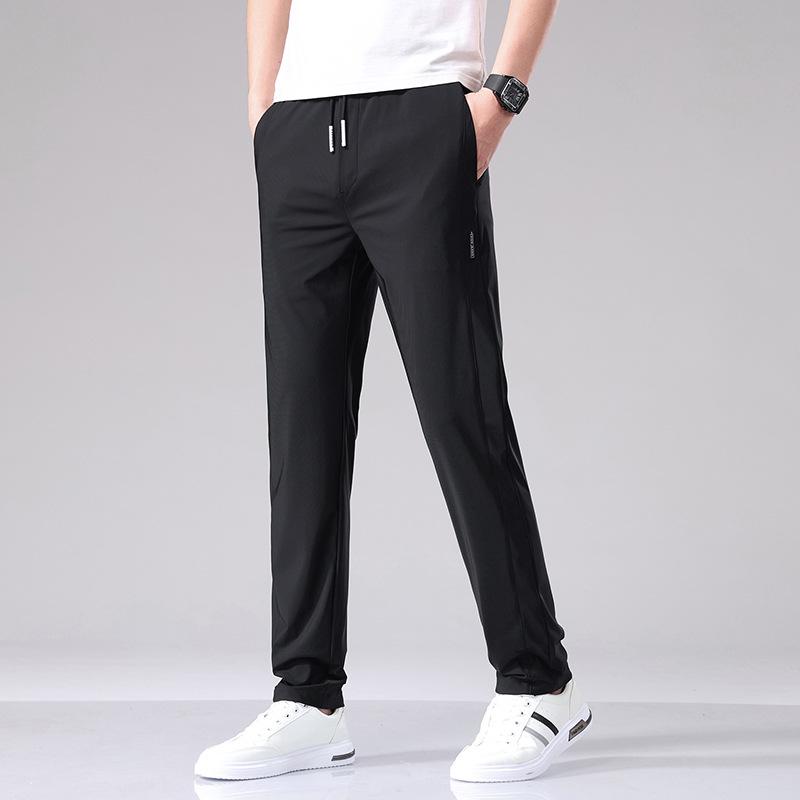 Pantaloni de afaceri elastici cu picior drept pentru bărbați, de primăvară și toamnă - Modă pentru tineret, culoare uni