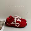 Red Retro Women's Spring and Autumn New Small Inner Height Increase Casual Sports Shoes Board Shoes