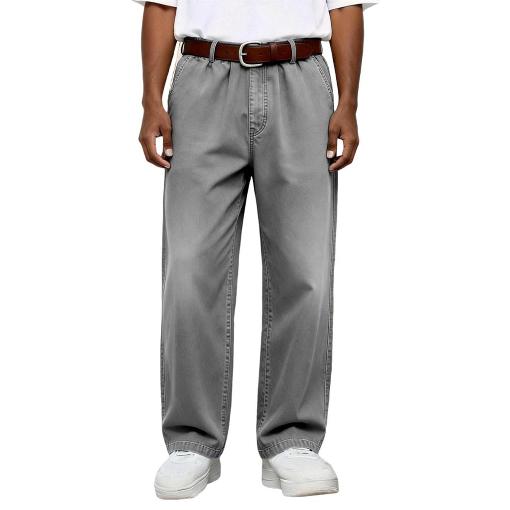 Men Elastic Waist Pant Casual Fit Pants Trousers