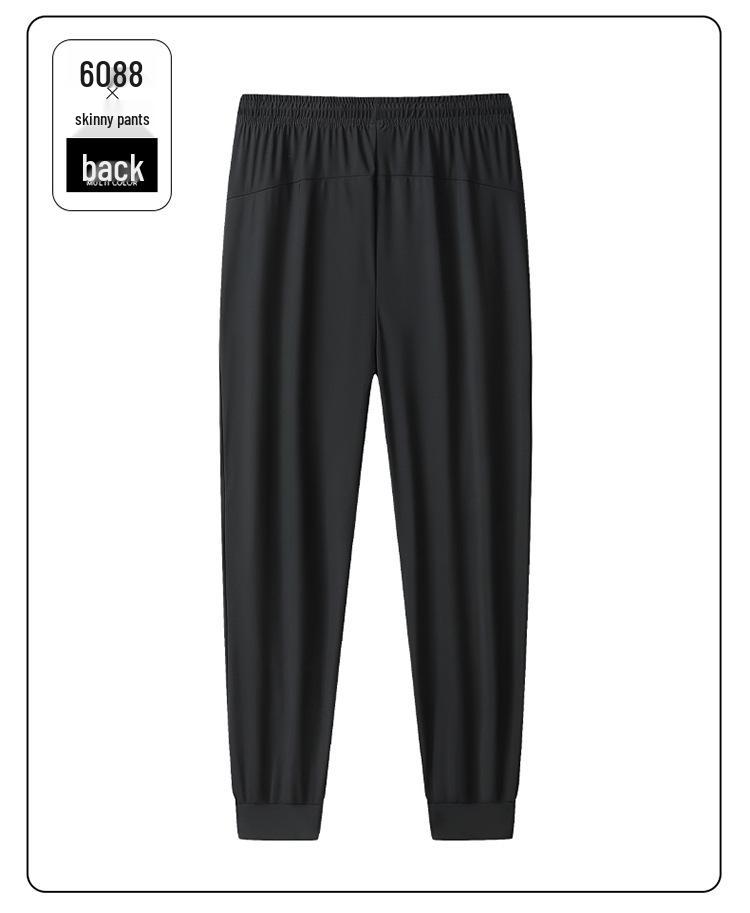 Men's Ultra-thin Ice Silk Sports Trousers - High Elasticity, Quick-Drying, Silky Straight-Leg, Casual Plus Size Pants for Summer