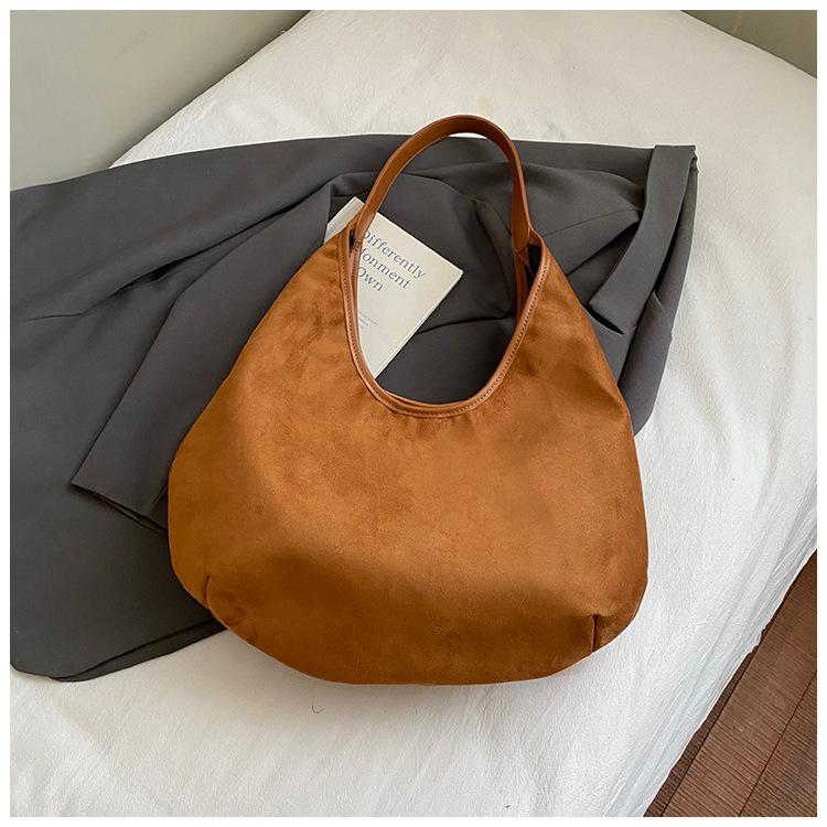 Large capacity suede tote bag women's 2025 new autumn daily shoulder bag underarm bag commuter messenger bag