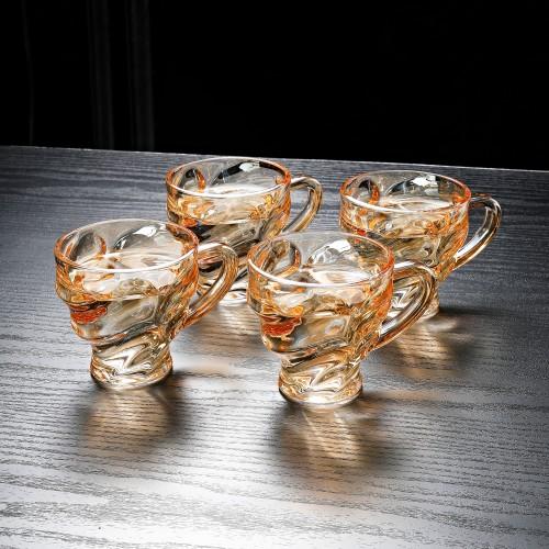 

4PCS Amber Water Cups Thickened Minimalist Stylish Ideal for Home Living Room Use Shot Glasses 101-200ml