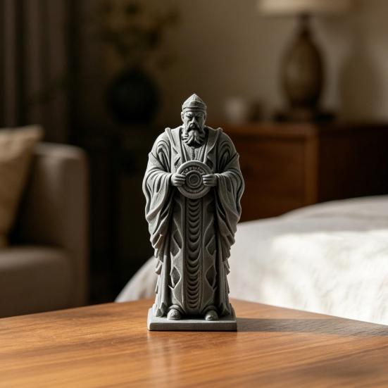 3D Printed Hierarch Figurine Medieval Vintage Carving Men Statue Sculpture Ornament for Study Room Bookshelf Home Office Display Decor
