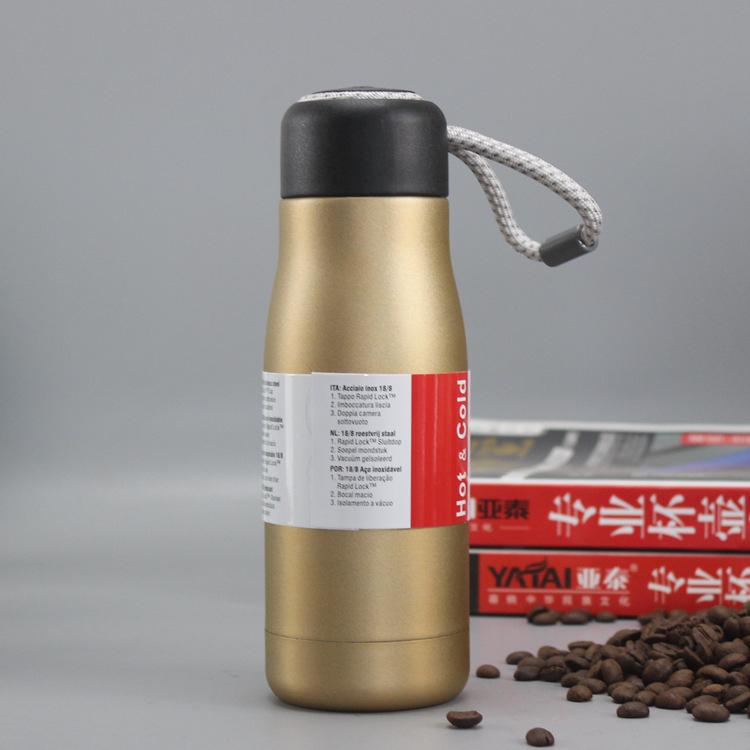 

Portable Thermos with Rope Coffee Mug Stainless Steel Tumbler Vacuum Flask Travel Sport Water Bottle Insulated Cup 400ml золотий