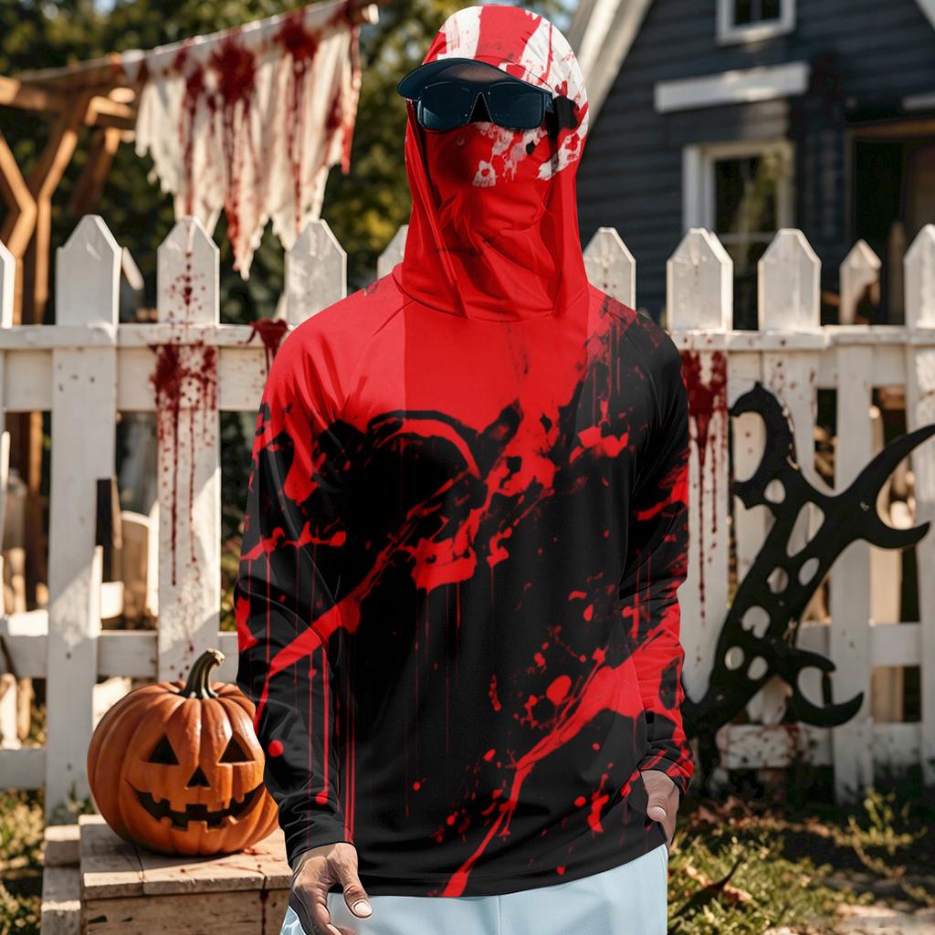Men's Quick Dry Long Sleeve Sun Hoodie for Fishing Gym Running