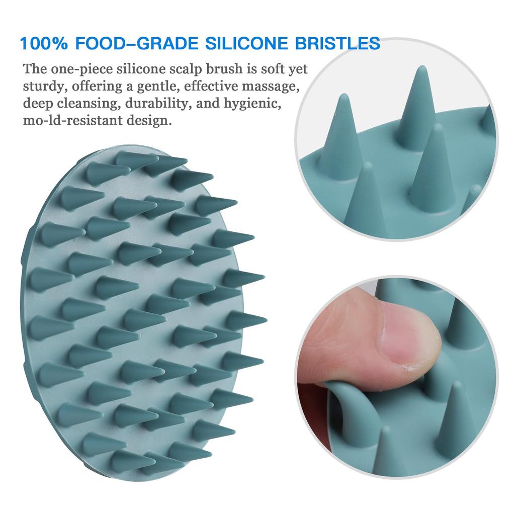 INNERNEED Shampoo 46 Scalp Brush for Scalp Cleansing and Wet and Dry Bath Brush with for All Hair Types Brush, Silicone, Soft, Long-Pronged Massage,