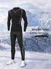 Tuta Intima Termica Asciugatura Rapida - Manica Lunga, Alta Elasticità, Interno Felpato per Corsa & Fitness Autunno/Inverno