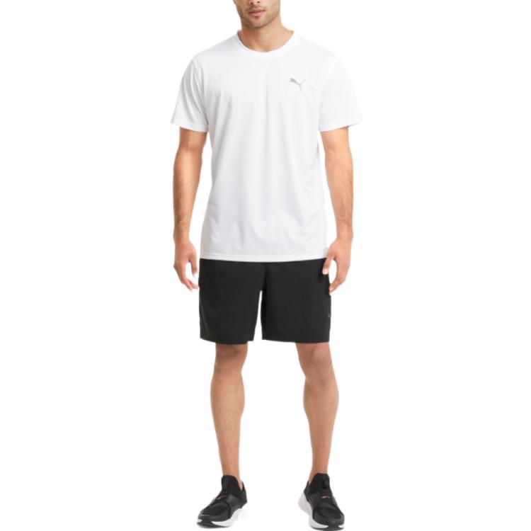 Puma Solid Color Printed Logo Drawstring Straight-Leg Shorts Men Shorts Black 520775-01