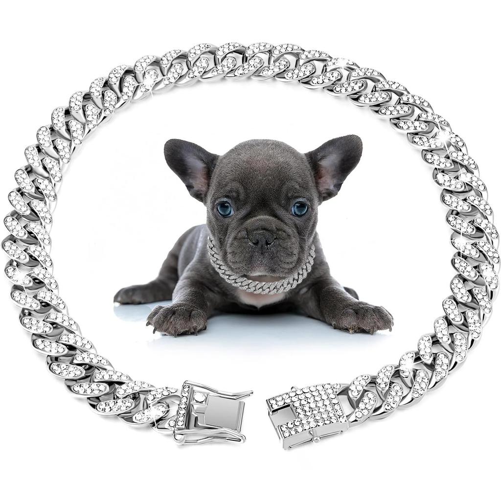 Luksusowy Diamentowy Psí Cuban Link Łańcuch Obroża Iced Out Cyrkonie Naszyjnik dla Zwierząt Małych Średnich Dużych Psów Kotów