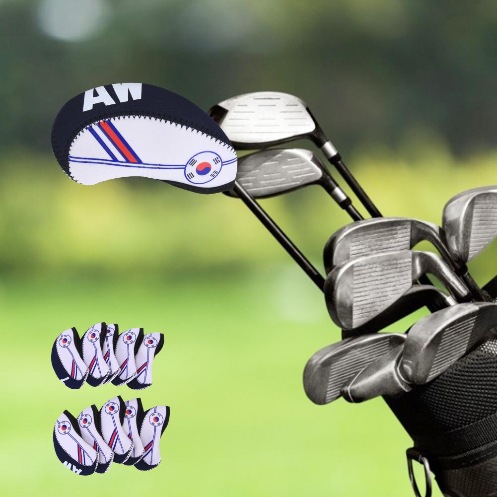 10Pcs Portable Cloth Golf Iron Club Head Cover with Unique Pattern Sports Accessory