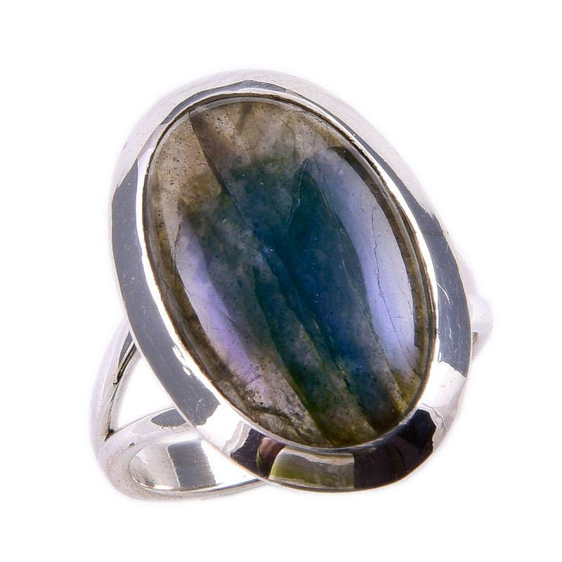 Natural Labradorite Gemstone 925 Solid Sterling Silver Jewelry Ring Size 6 B7g71