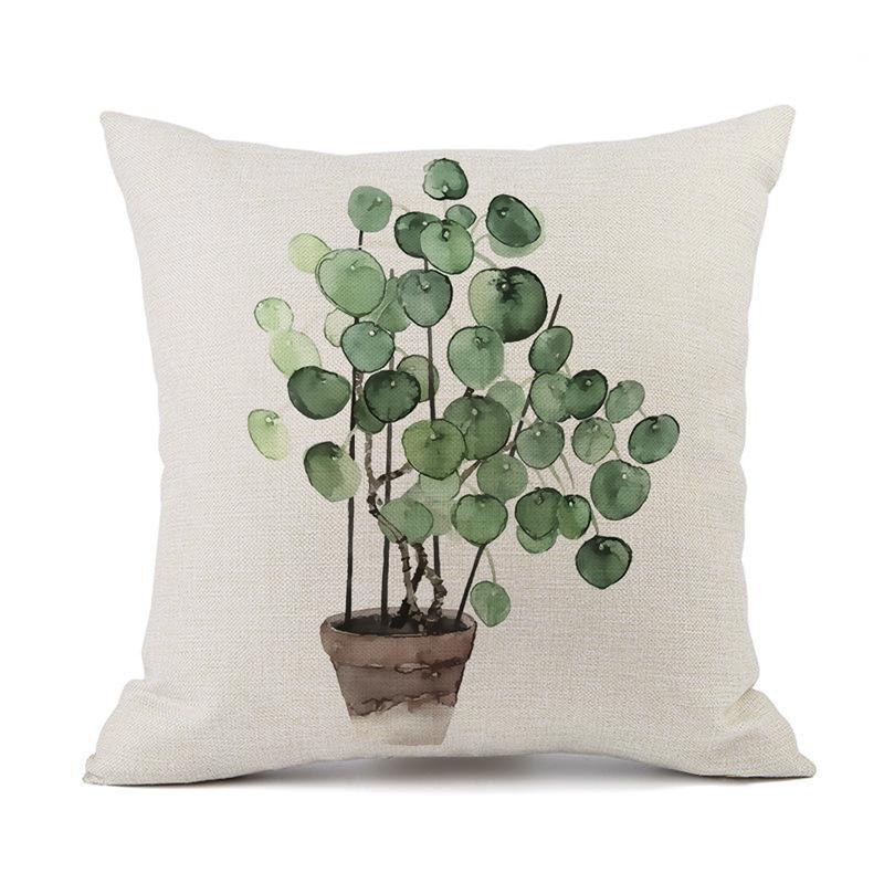 Watercolor Ink Painting Throw Pillow Cover 45X45Cm Minimalist Modern Tropical Plants Cushion Cover For Bed Couch Sofa Jaf094