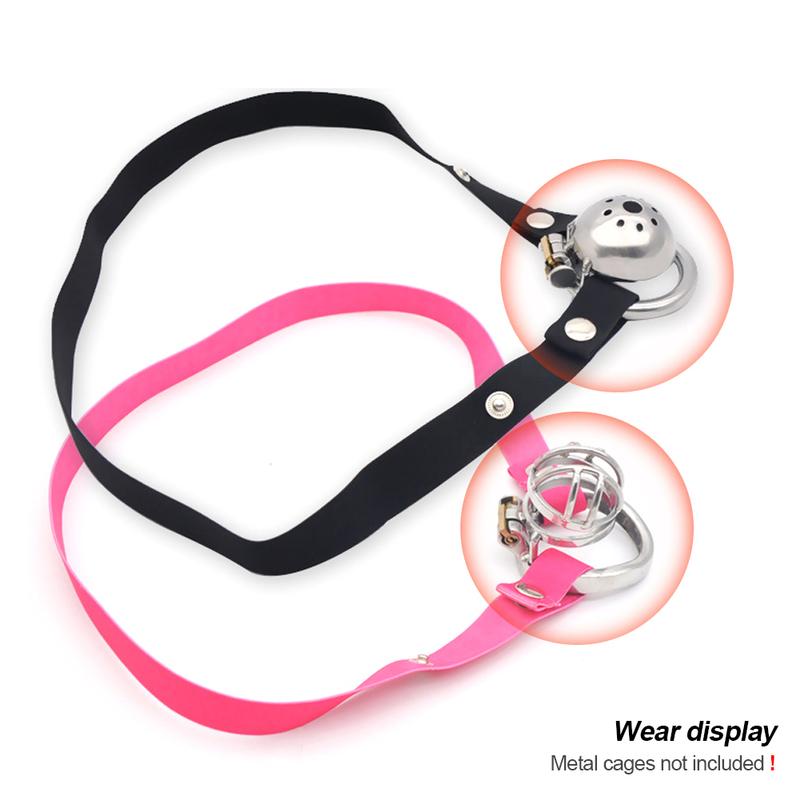 Male Chastity Belt Cage Chastity Lock Anti-shedding Device Fixed Elastic Strap Auxiliary Strap Adjustable Scrotum Ring Sex Toy