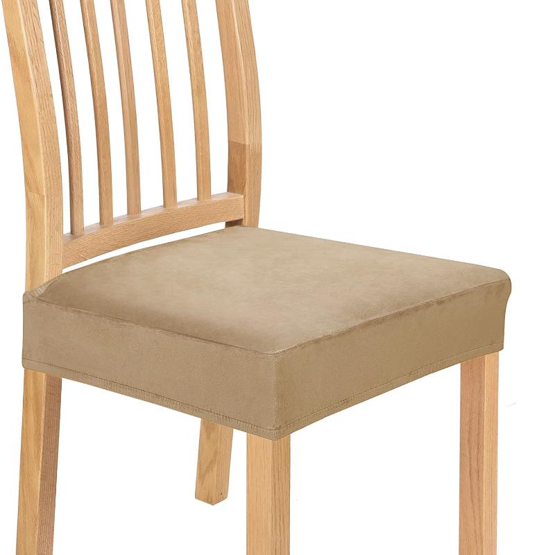 Velvet Chair Seat Covers Removable Washable Anti-Dust Stretch Spandex Dining Room Upholstered Chair Seat Slipcovers