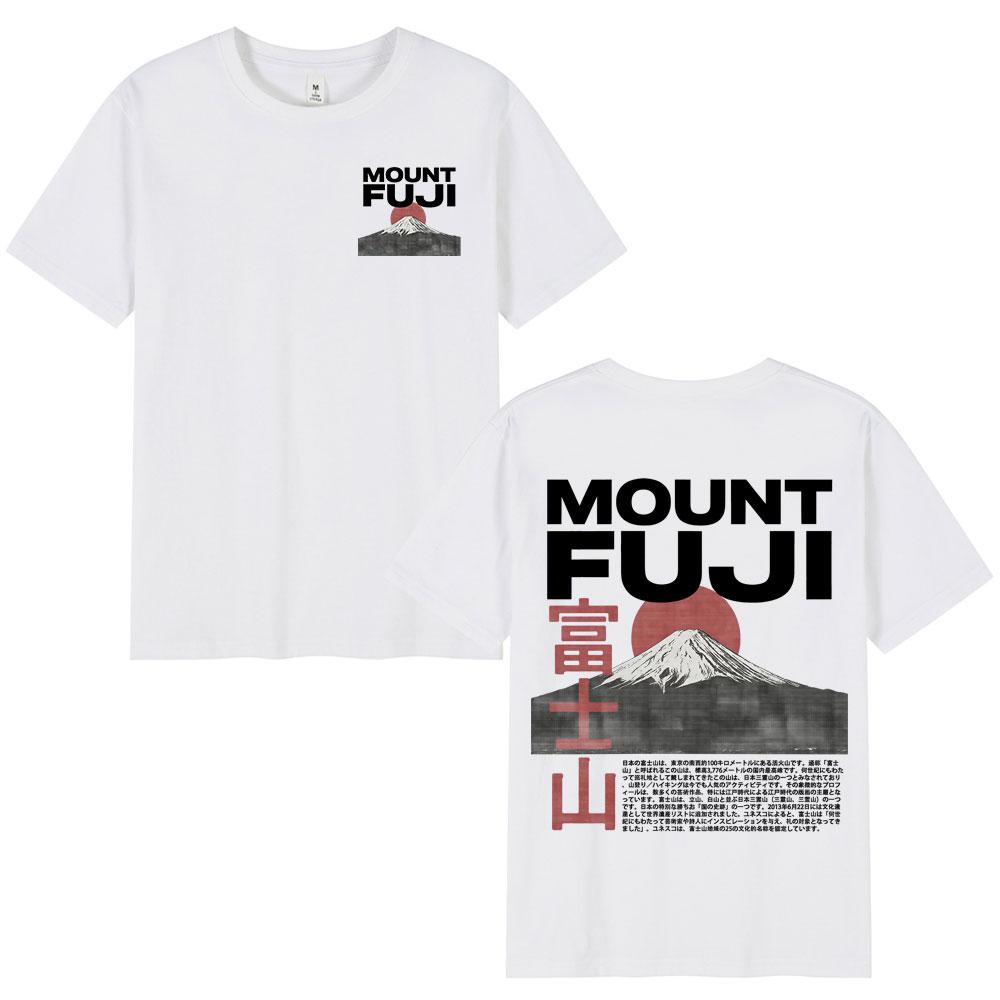 Japanese Style Mount Fuji Cherry Blossoms Print T Shirts Unisex Women Clothing Short Sleeve 100 Cotton Casual Short Sleeve TShirt