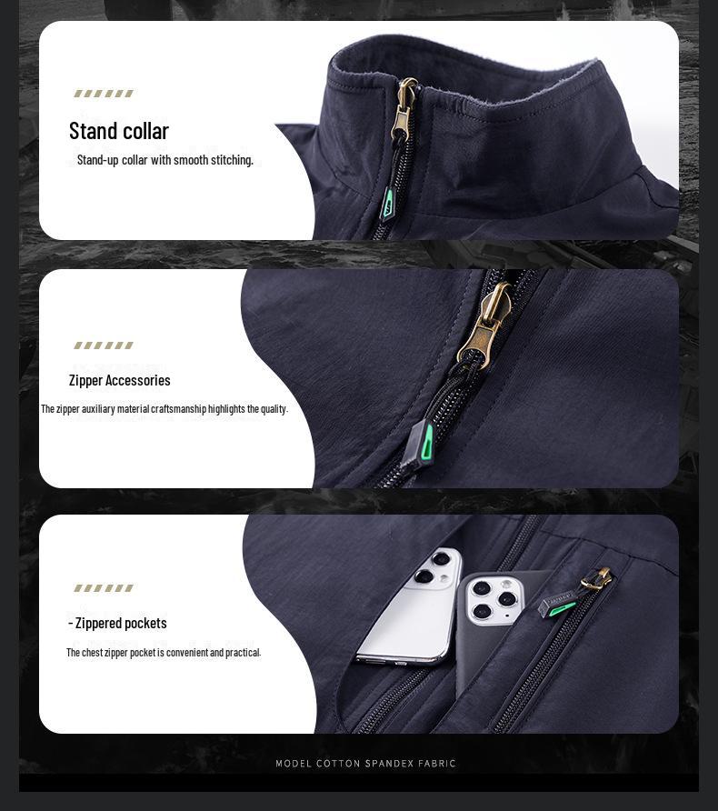 Pánská podzimní/zimní oboustranná vesta: Venkovní stojací obojek pro rybaření, fotografování a další (Model 1906)