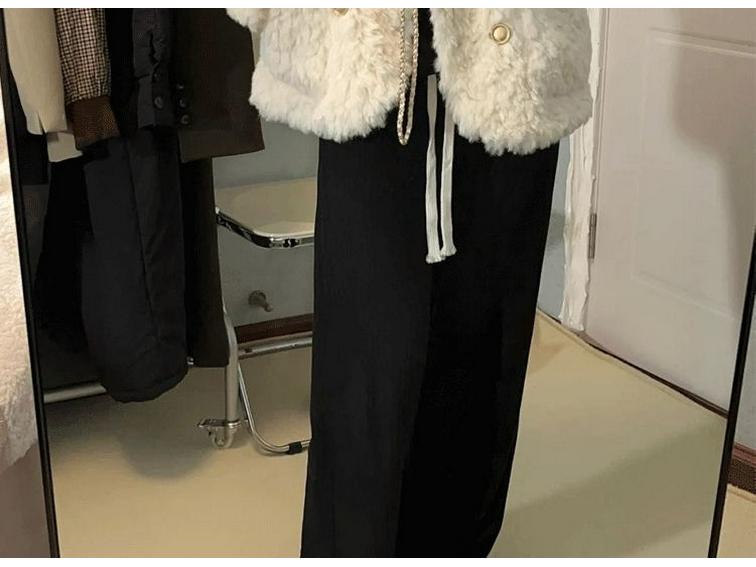 Women's Petite Chenille Angora Fur Coat - Winter 2025 Collection: Loose Fit, Plus Cotton, Stylish and Soft