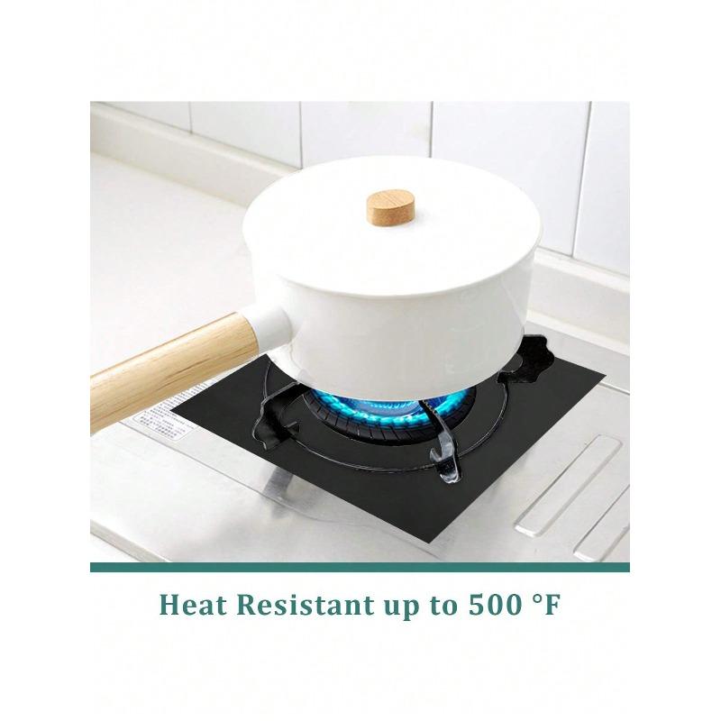 Reusable Gas Stove Burner Covers - Thick 0.1mm Double Layer Black Non-Stick Easy Clean Liners For Kitchen/Cooking