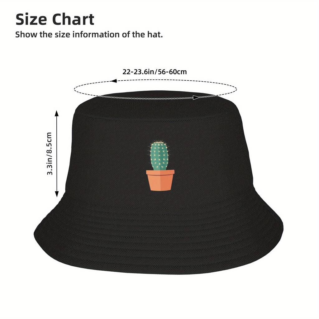 Interesting Cactus Printed Fisherman Hat, Fashionable and Versatile for Both Men and Women, Suitable for Shopping and Dating