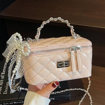 Exquisite and Sweet Diamond Checkered Tote Bag Popular Versatile Women's Commuter Style Versatile Crossbody Bag