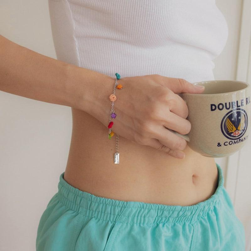 

MERRYMOTIVE [2way] Summer rainbow bracelet&anklet (silver) FREE