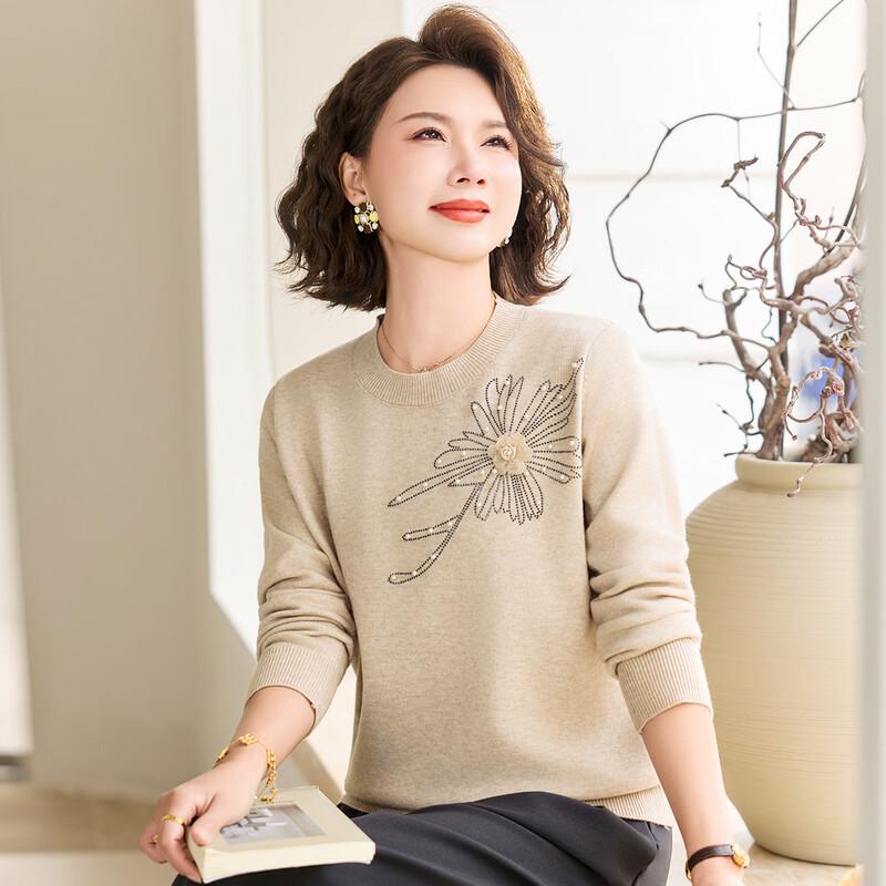 

Past Women s Rhinestone Embellished Round Neck Knit Sweater XL