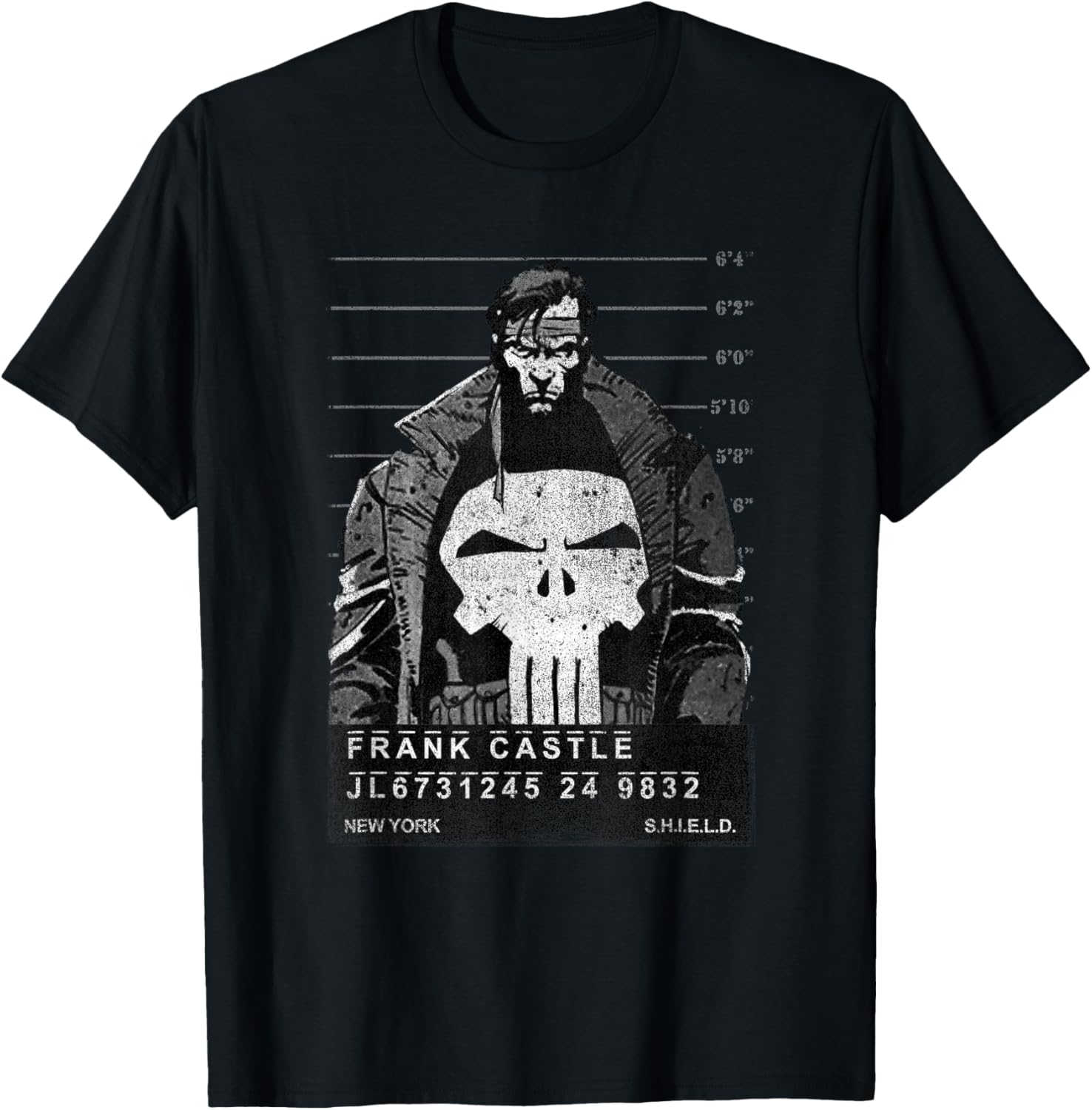 Marvel Punisher Frank Castle Shield Mugshot Poster Vintage T-Shirt S