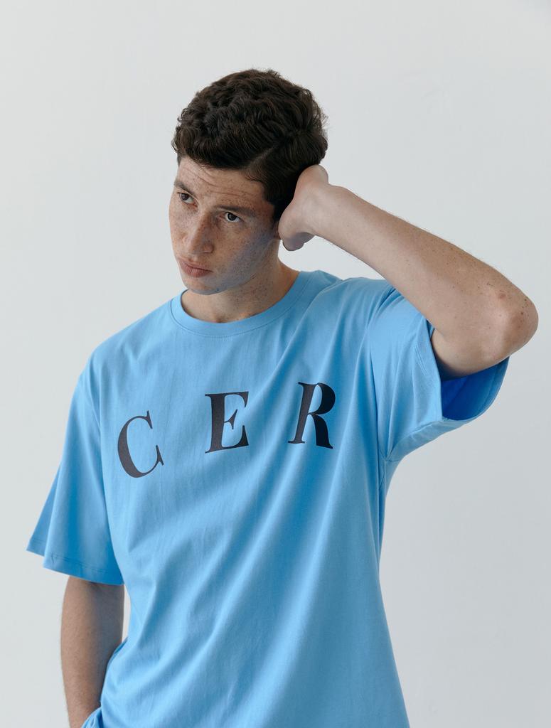 CER Big Logo Summer Unisex Oversized Short Sleeve T-Shirt (Sky Blue)