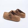 Fashion Inside Heightened Flat Slippers Autumn New Round Toe Mid Buckle Suede One Slip Soft Sole Non-Slip Half Slip