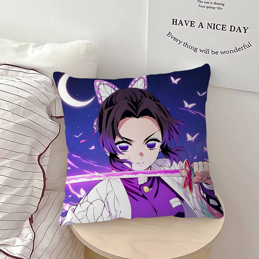 K-Kochou Shinobu Office Cushion Pillowcase Car Cushion Cover45X45CM Lumbar Pillowcase Sofa Pillowcover