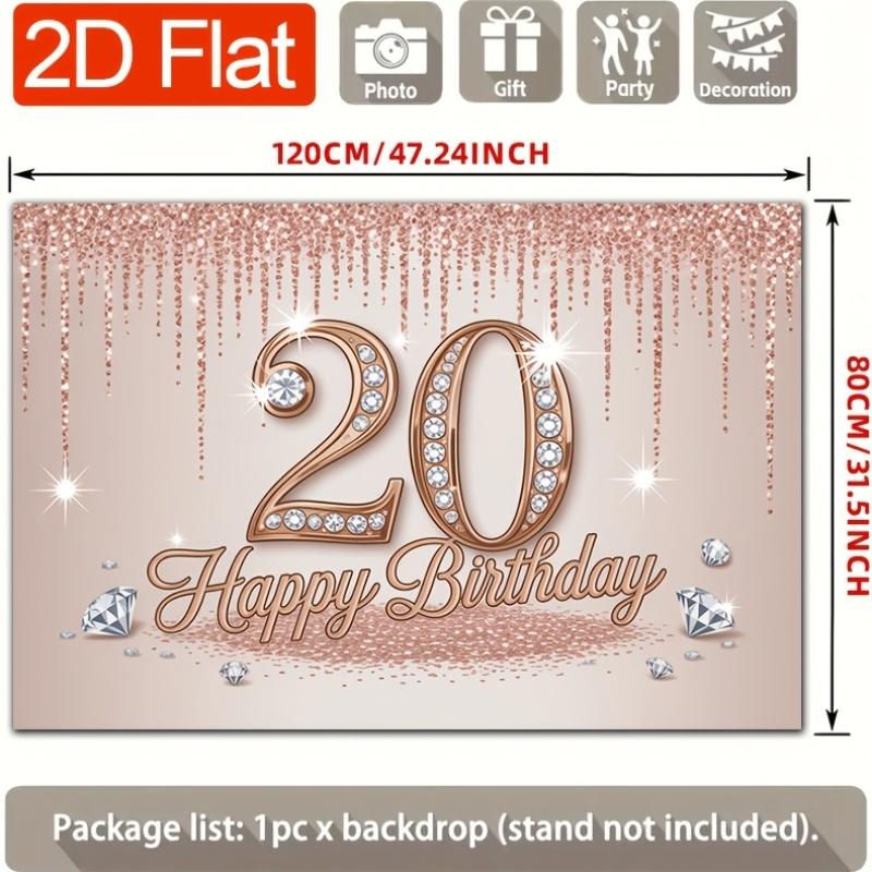 Birthday Party Backdrop Gold Polyester Banner Photo Booth Decoration 44
