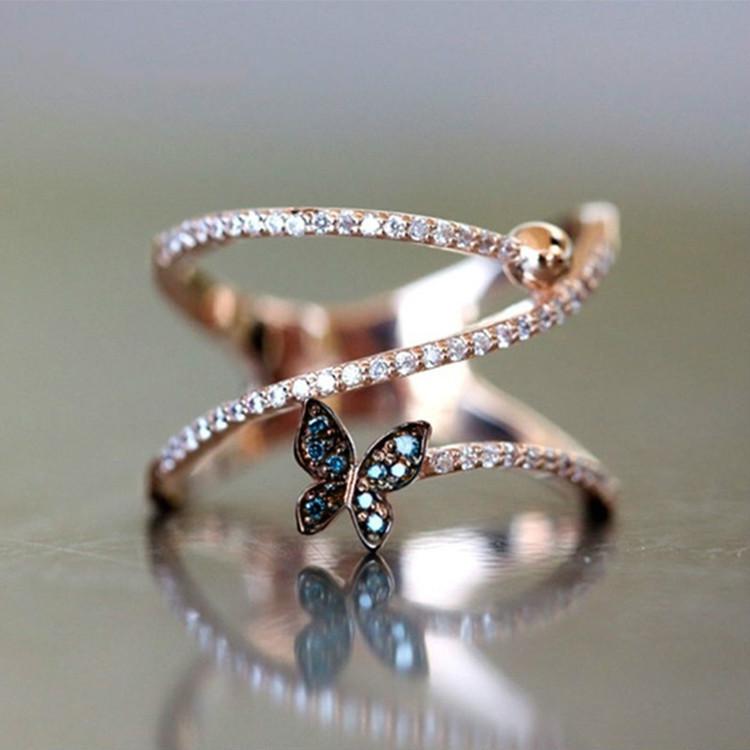 2PCs//Set mode verlobung frauen charme crystal band ring schmuck hochzeit
