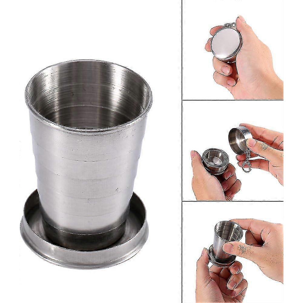 240ml/140ml/75ml Stainless Steel Travel Folding Cup Portable Outdoor Travel Camping Folding Collapsible Cup Retractable Collapsible Cup[s]