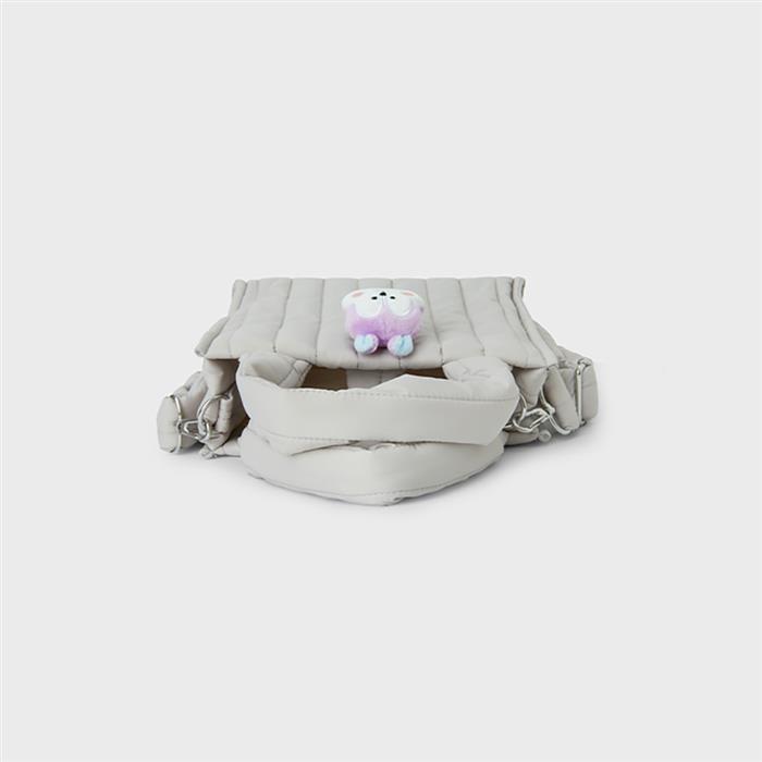 Line Friends BT21 MANG Face Plush Badge Quilted Tote Bag
