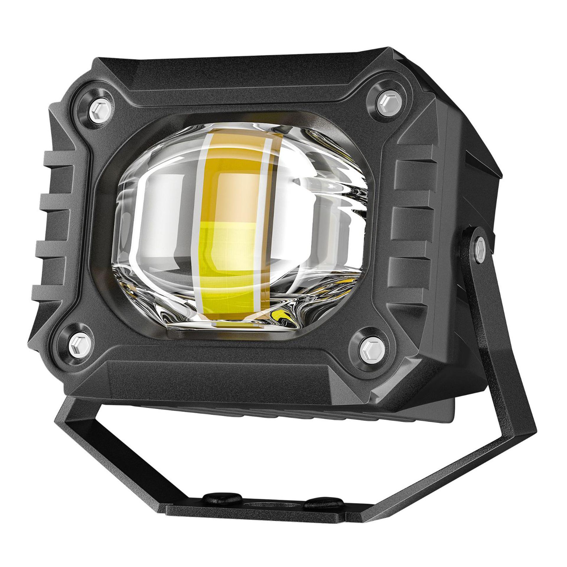 

Waterproof Motorcycle LED Headlight White+Yellow Light Motorbike External Modified Spotlight Type A