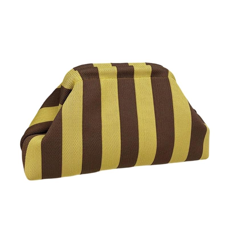 Striped Mahjong Accessory Pouch, Soft Polyester Handheld Bag for Game Pieces, Cosmetics, Keys and Daily Carry Use