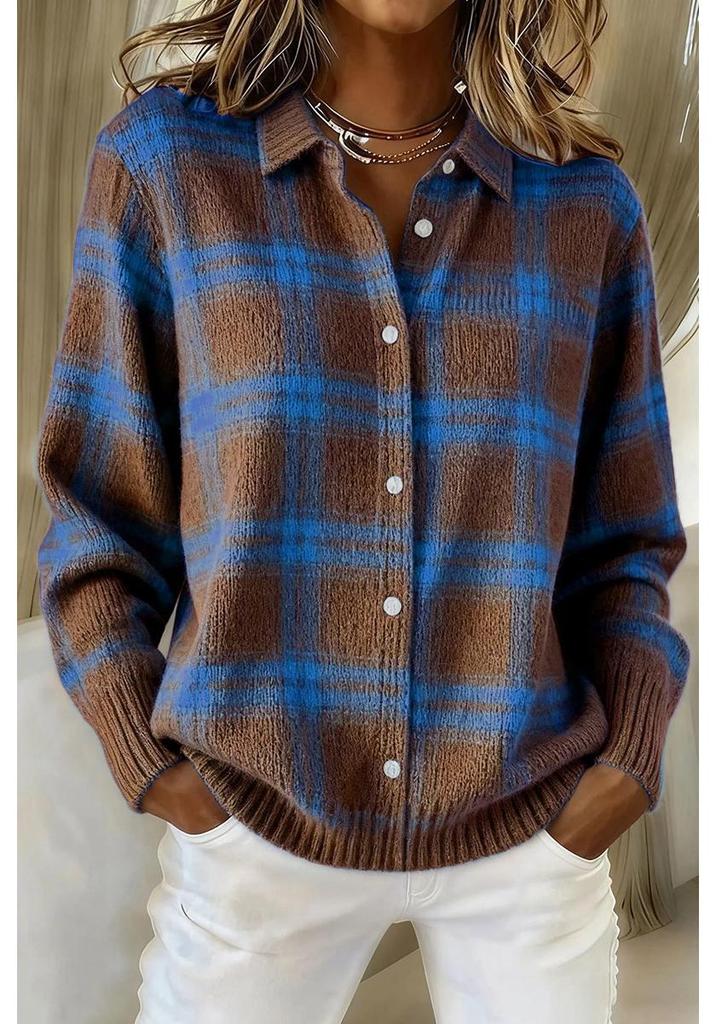 2025 Women's Autumn/Winter Striped Lapel Knitwear Coat