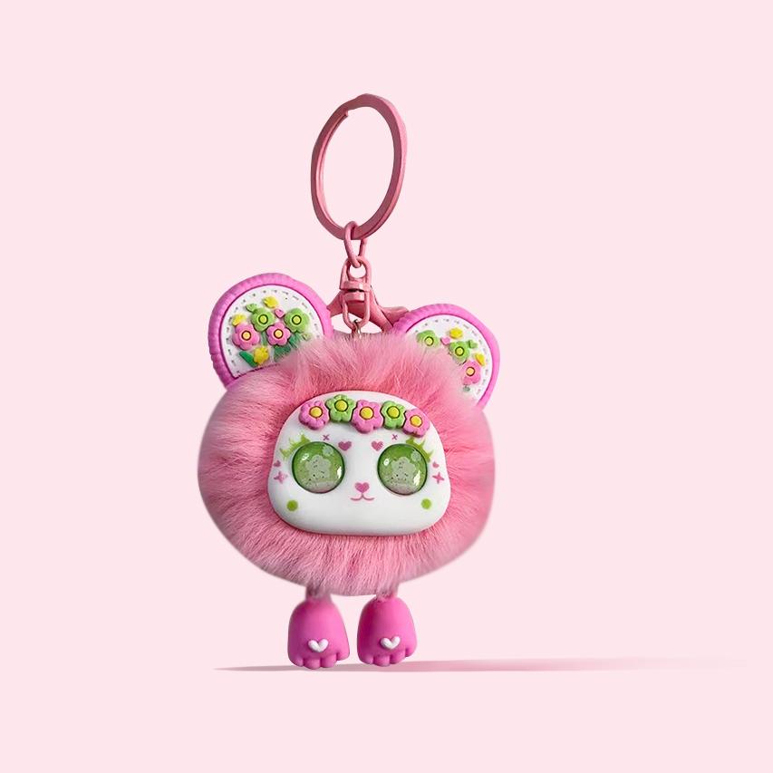 Brelok z futerkiem królika futrzany wisiorek pluszowy wisiorek do torby uroczy komiks z prawdziwymi włosami akcesoria do prezentów dla par wisiorek do tornistra