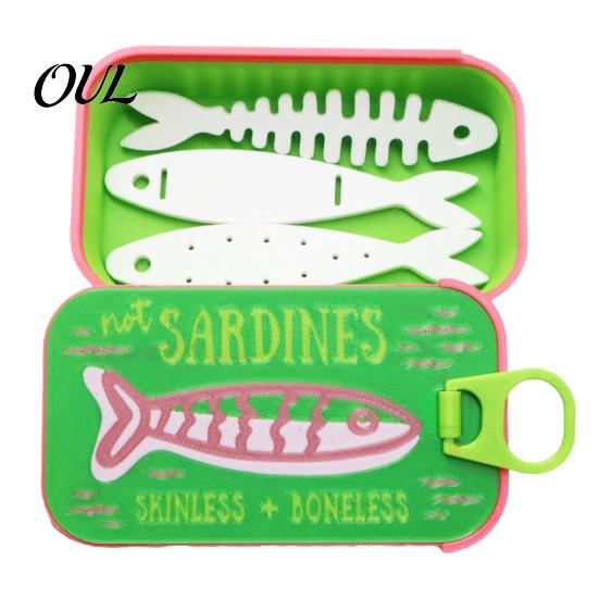 Skurriler Schmuckbehälter Sardinendose mit Fischgräte, PLA Kompakte Größe Vintage Dekorative Kosmetiktisch-Accessoire-Aufbewahrung, Tragbare Aufbewahrung