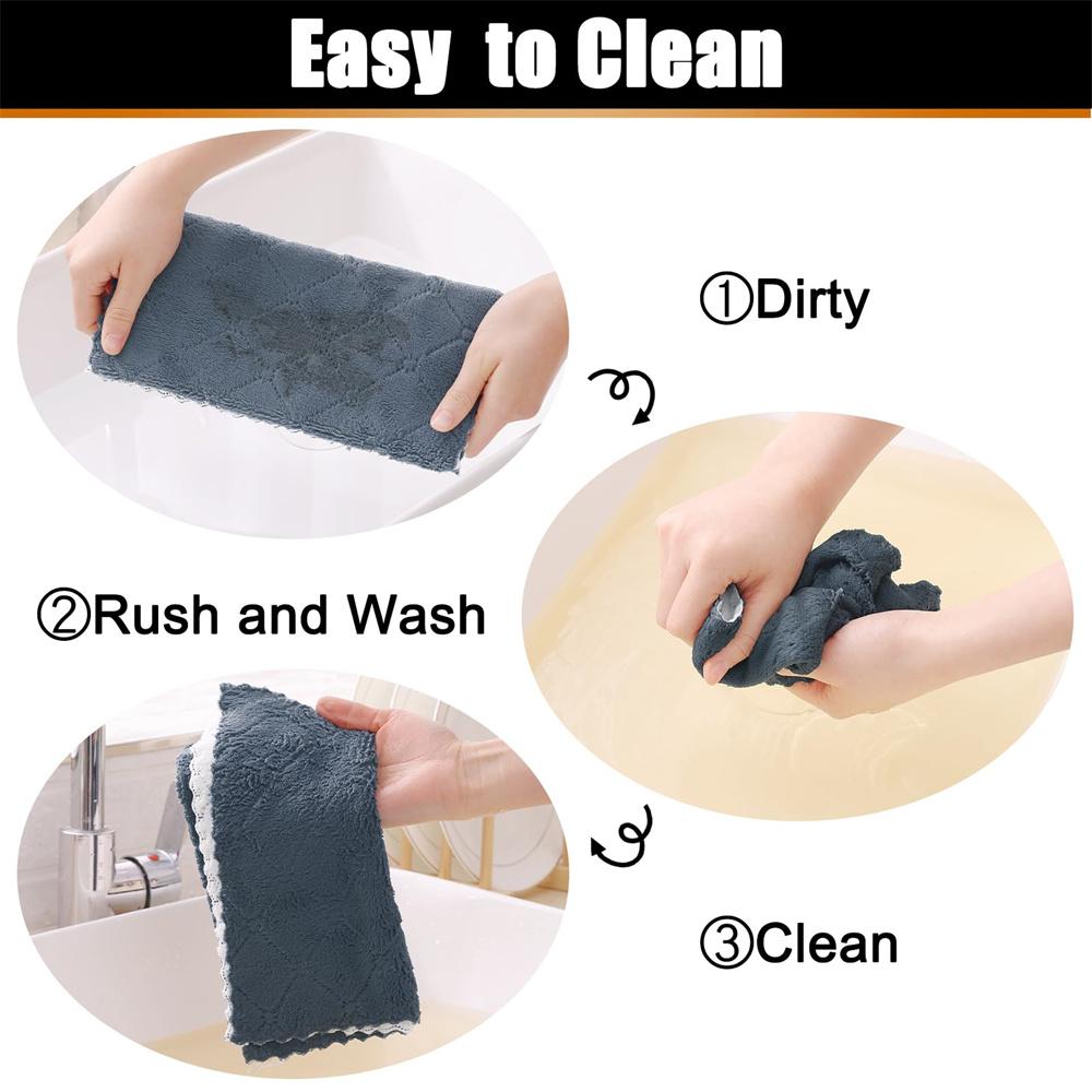 Kitinjoy 6pcs Microfiber Towel Absorbent Kitchen Cloth Wash Kitchen Clean Cloth Soft Lint Free Dish Cloth Household Wash Towel
