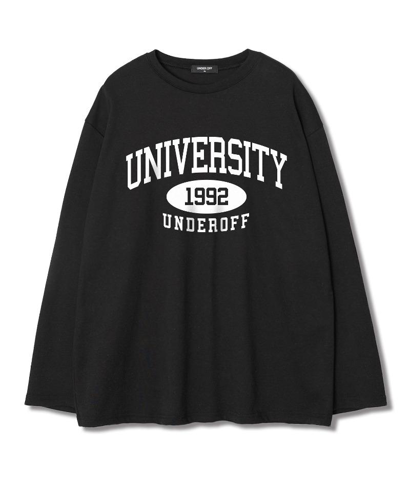 UNDEROFF Layered Crew Neck Long Sleeve University T-Shirt Black