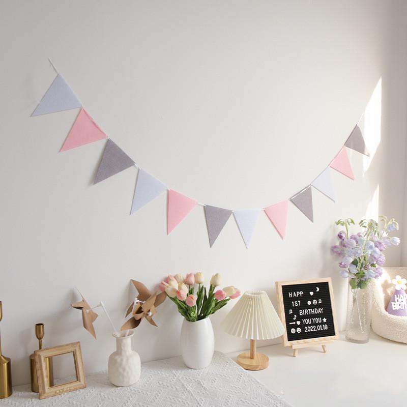 Retro Mori Brown Non-woven Kindergarten Decoration Pennant – Colorful Outdoor Birthday Flag String