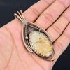 Elegant Fossil Coral Gemstone Pure Copper Wire Wrapped Handmade Pendant Jewelry