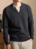 Men's Cashmere-Blend Thick Knit Sweater - Round Neck, Relaxed Fit, Faux Two-Piece, Casual Style