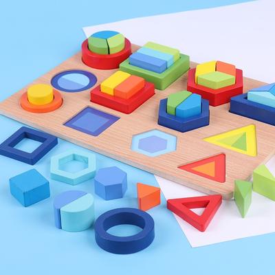 Early Education Cognitive Combination Shape Classification Puzzle, Wooden Three-dimensional Puzzle Direct Sales Baby Children's Enlightenment Toys