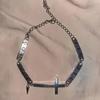 Punk Zircon Spliced Cross Rivet Necklace Grunge Rock Cool Accessories Cool Necklace Women Goth Korean Fashion Choker