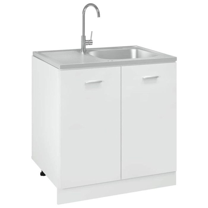 VidaXL Jeu d'Evier de Cuisine et Egouttoir Evier Encastré Lavabo de Cuisine Maison Intérieur Argenté 800x600x155 mm Acier 147233