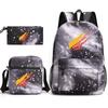 Large Capacity Schoolbag with Shoulder Strap; Student Three-piece Pencil Case Set