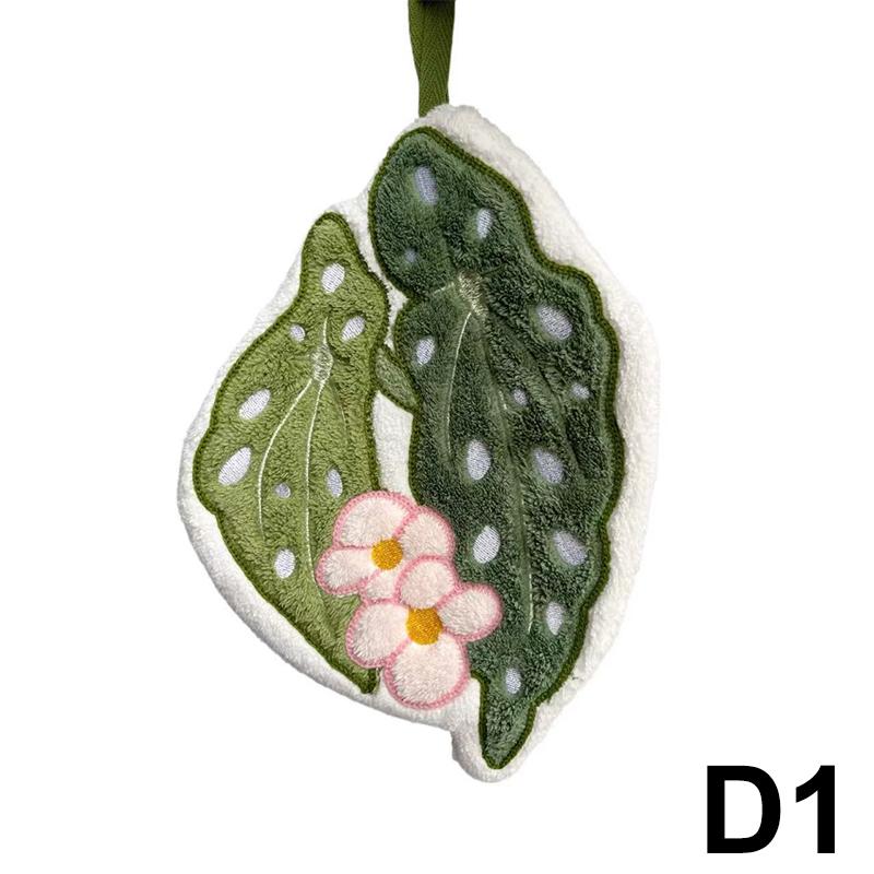 Leaf-Shaped Hanging Hand Towel Soft Coral Fleece Tea Towels Super Absorbent Bath & Kitchen Towel Decorative Towels Home Decor