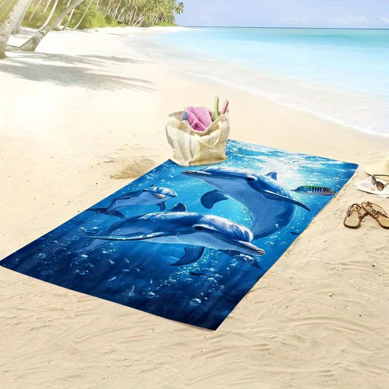 1pz Telo Mare Delfino Tema Vita Marina Morbido Tessuto in Microfibra Asciugamani da Bagno Unisex Asciugamano Sovradimensionato per Nuoto Viaggio Campeggio